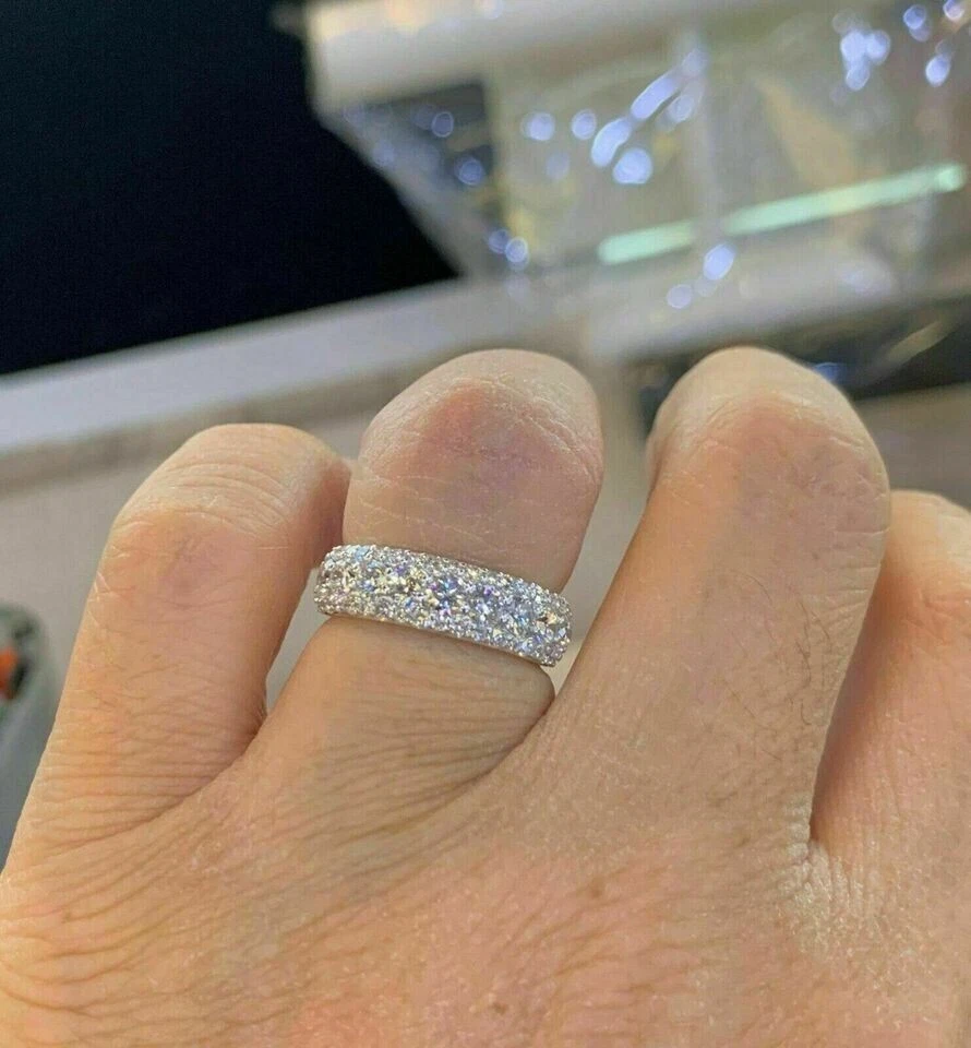 2 CT Lab-Created Diamond Half Eternity Wedding Band 14K Yellow Gold Plated SZ-9 - Image 2 of 4