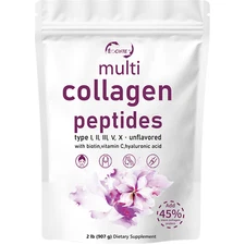 Multi Collagen Peptides Powder 2 lb Hydrolyzed Protein Peptide Type I,II,III,V,X