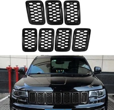 Front Grill Mesh Covers Inserts Kit For Jeep Grand Cherokee 2017-2022 (Black)