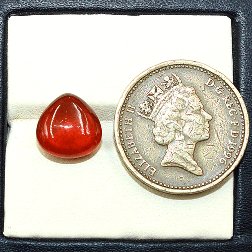 Certified 7.5 Cts Natural Spessartine Garnet 11mmx10.9mm Pear Cabochon Gemstone - Picture 4 of 12