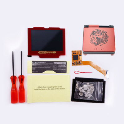 Backlight V2 IPS Screen LCD Kits W/pre-cut case For Game Boy Advance SP Red Lens