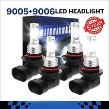 9006 9005 LED Headlight KIT Combo Bulbs High Low Beam Super Bright White 10000K