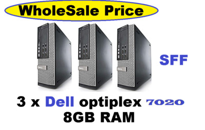Posten 3 x Dell Optiplex 7020 i3-4150 3,50GH 8GB RAM OHNE HDD DVD PC SFF Computer