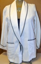 Women's Michael Lewis Size S White W/ Black Stitching Western Style Blazer Euc