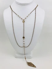 Charming Charlie Layered Arrowhead Necklace Gold Tone Beaded