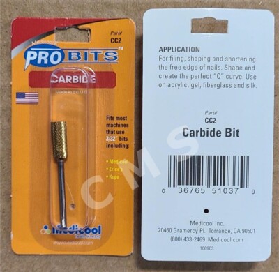 MEDICOOL ProBits Titanium Carbide CC2 Barrel Bit Manicure Pedicure Nail Gel USA
