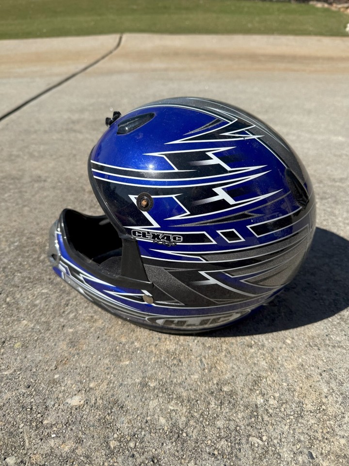 HJC Logic CLX4C Motorcycle Dirt Bike Helmet Blue Youth L/XL Missing