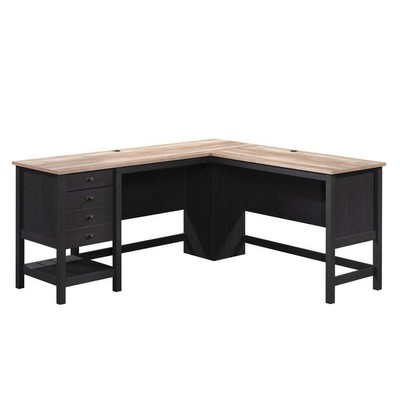 SAUDER Computer Desk 65.118'' Cottage Road L-Shape w/ File Storage Raven Oak