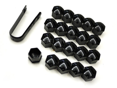 AUDI SKODA Original WHEEL LUG NUT COVER CAPS (BLACK) A1 A3 A4 A5 A6 TT Q5 Q3 Q2 - Foto 2 di 5