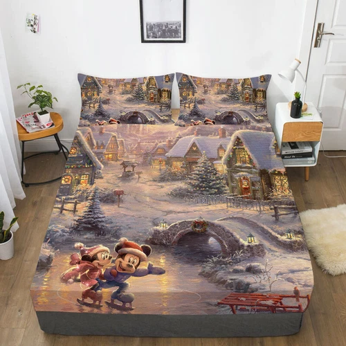 Mickey Mouse Cartoon Bedding Set Decor Fitted Sheet Set Single/Double/King Size