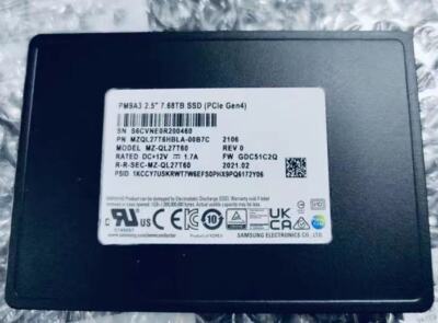 Used Samsung PM9A3 7.68TB SSD PCIe Gen4 U.2 NVME MZQL27T6HBLA-00B07/A07