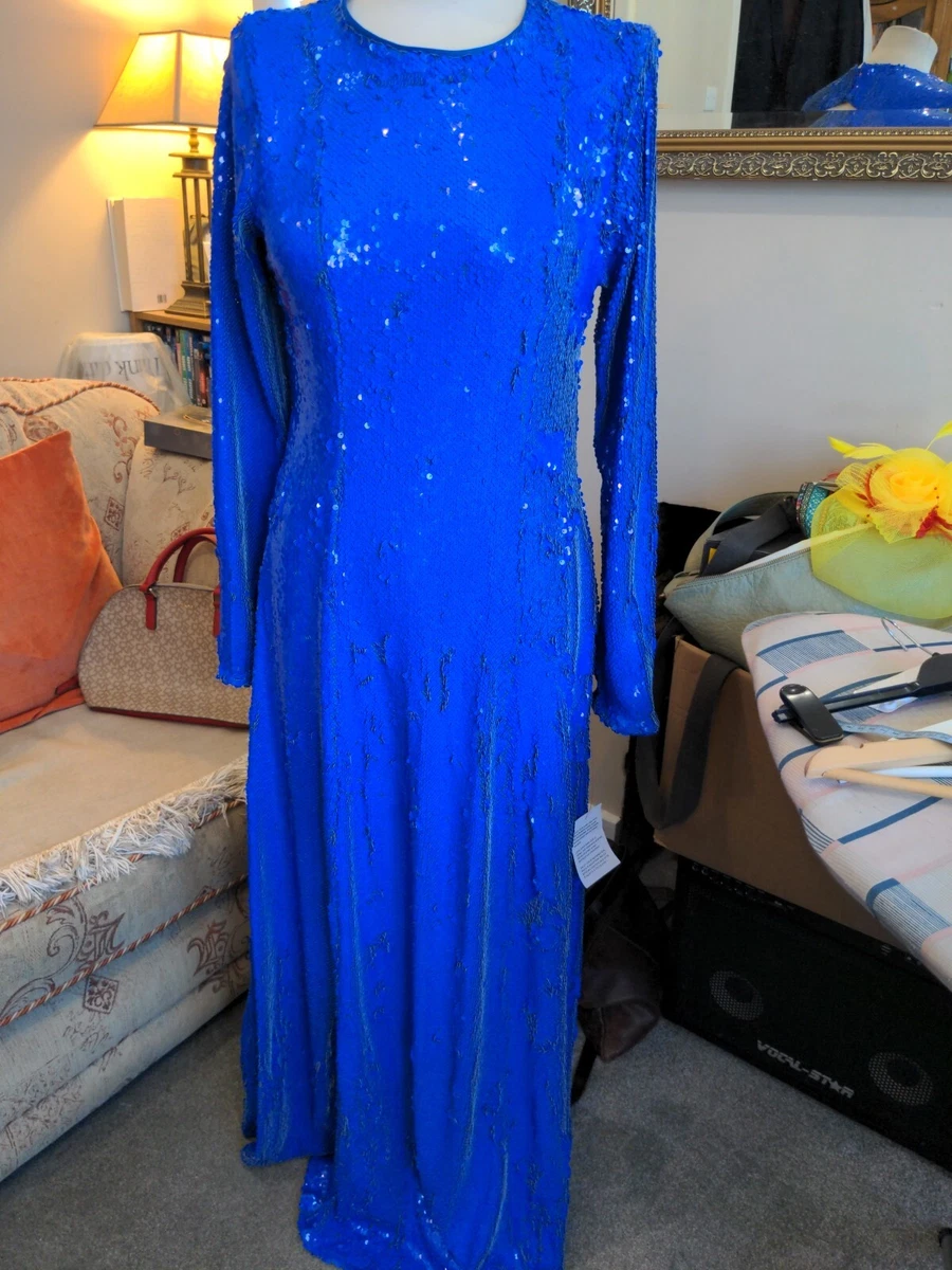 slim fit dress slacks V Neckline Sequin Blue Slip Dress | Finn main image 0