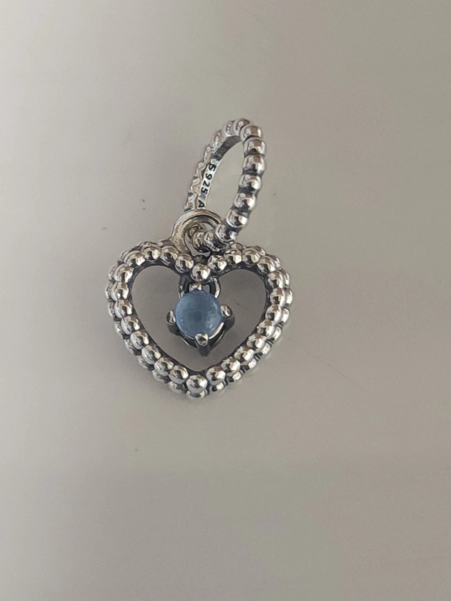 AUTHENTIC PANDORA DECEMBER SKY BLUE BEADED HEART DANGLE CHARM