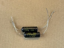 2 NOS Sprague Black Beauty .15 uf 200v Capacitors Yellow Letters