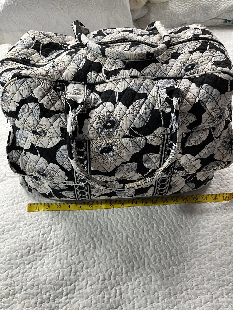 Vera Bradley Large Travel Duffel Bag lots of pockets Black Gray