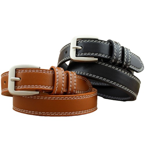 Set of 3 Womens Thin Belts for Dresses Jeans Pants, Faux  display picture 3