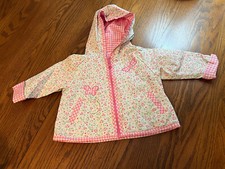 Vtg b.t. kids baby girls 12 months reversible rain jacket pink flowers