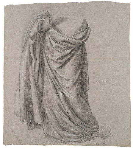 T. WALLIS (1794-1892), Gewandstudie als Kostümdraperie, Kohle Romantik 1800-1849 - Picture 5 of 5