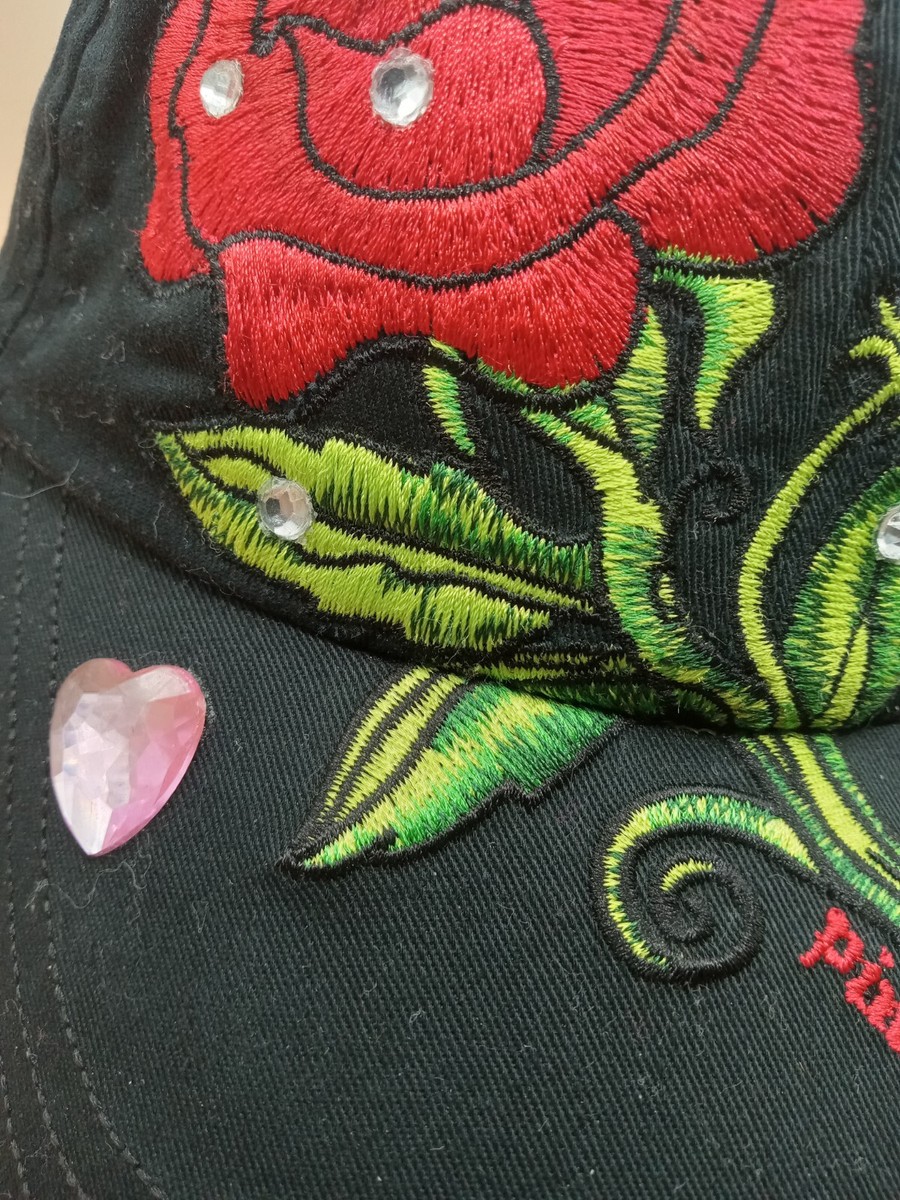 Pink Cookie HAT Black Embroidered Rose SNAPBACK Baseball Cap 