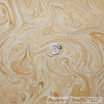 BonEful Fabric FQ Cotton Tan Carmel Cream Brown Swirl Scroll Tea Coffee Blender
