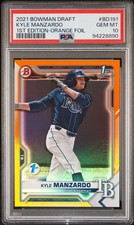 2021 Bowman Draft 1st Edition Orange Foil #/25 KYLE MANZARDO PSA 10