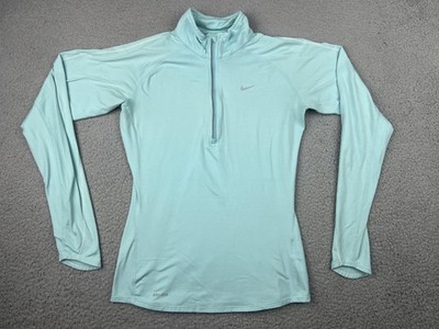 Nike Pullover Womens Small Aqua Blue Dri-FIT Quarter Zip Running