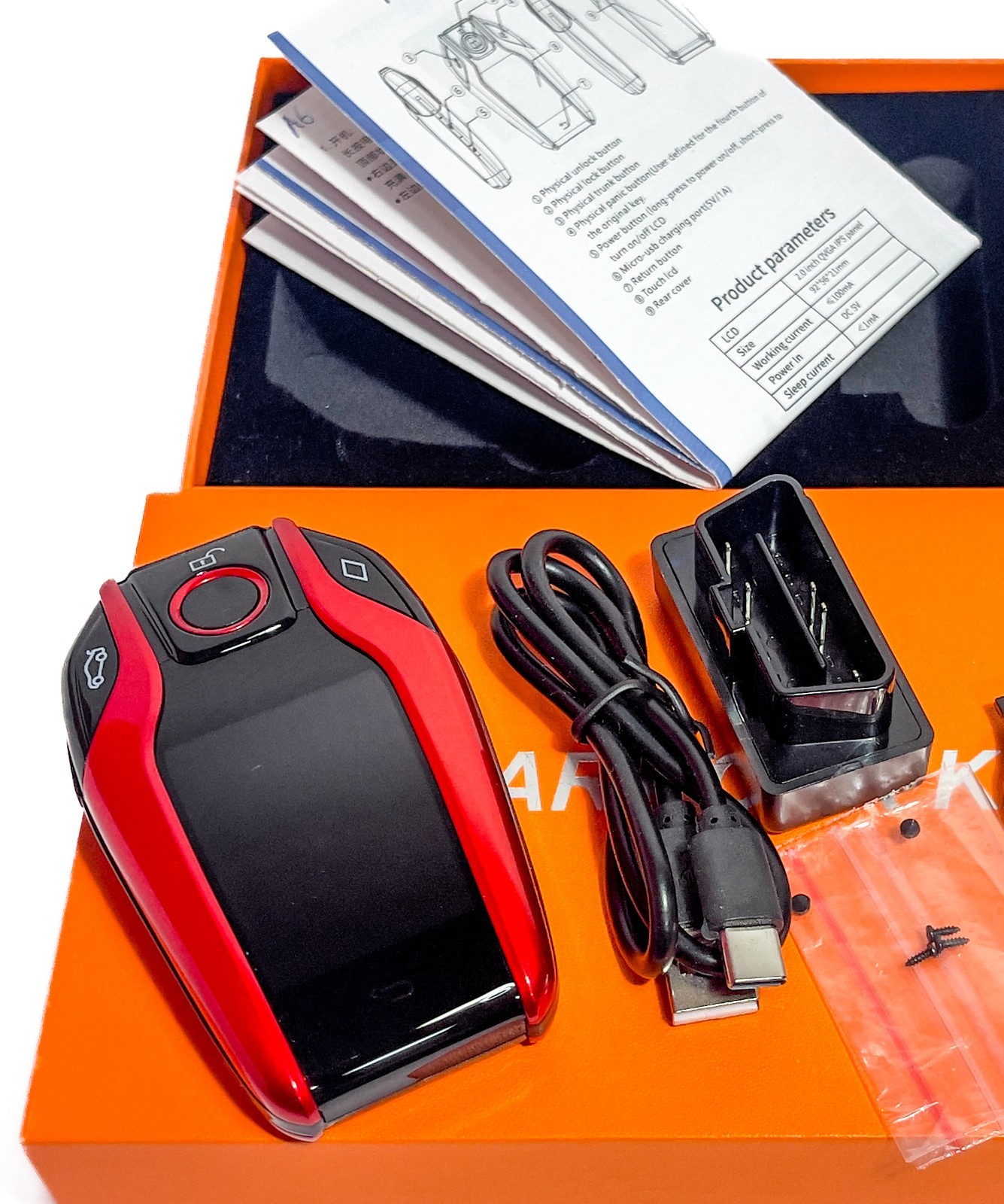 Smart LCD Car Key Touch Screen PKE Keyless Entry Kit OBD Adapter Universal Fob