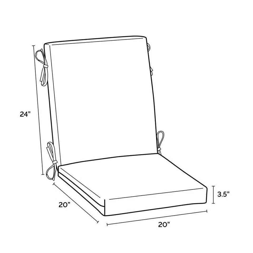20 in. X 20 in. Cojín para silla de comedor exterior con respaldo alto Onyx Cebu (paquete de 2) Foto 3 de 4