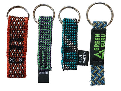 4 Climbing Rope Keychains Key Ring Fob - ROCK EMPIRE, BLUEWATER, GREEN GURU
