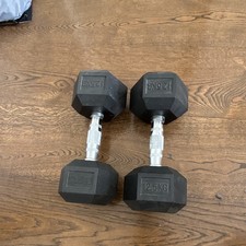 DTX Fitness 2 x 12.5kg Rubber Hex Dumbbells – 25kg Pair
