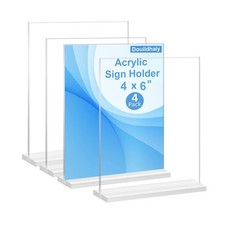 4 Pack 4 x 6 Acrylic Double Side Sign Holder ,T Shape Plastic Menu Display St...