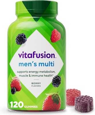 Adult Gummy Vitamin Supplement for Men, Berry Flavored, A, C, D, E, B6, B12