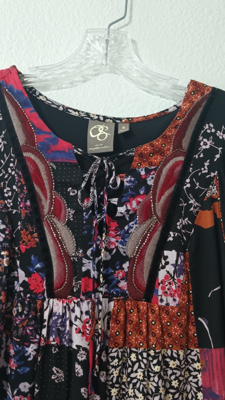 one september Patchwork mini Multicolor Long Slee… - image 3