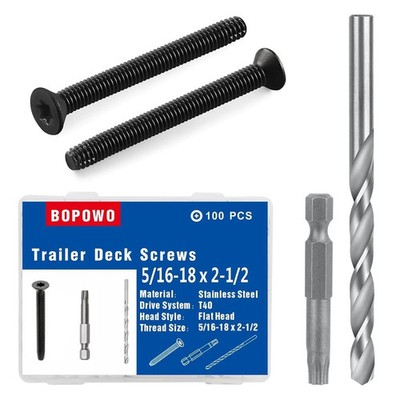 100 Qty 5/16-18 x 2-1/2'' Flat Head Thread Cutting Trailer Deck Screws Black P...