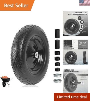Weather-Resistant Flat-Free Wheelbarrow Tire 14.5'' - Easy Install, Universal Fit