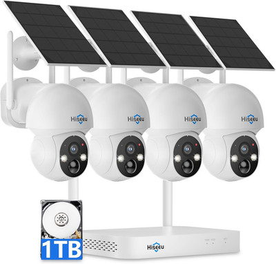Solar Wireless Outdoor Security Camera Kit, 4MP, 360° View, No Subscription