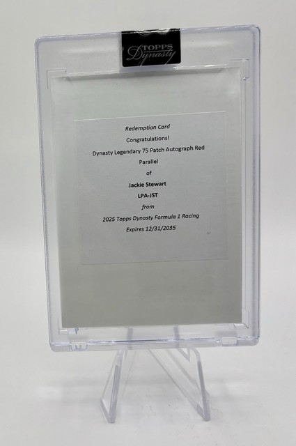 2025 Topps Dynasty Formula 1 Jackie Stewart Legendary Patch Auto Redemption /5