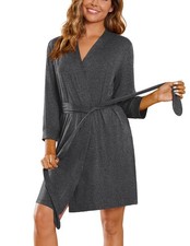 Ekouaer Women Bathrobe Soft Lightweight Robe Open Front Stretchy Knit Robes S...