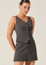 NWT ASTR The Label Fitted Vest & Mini Skirt Set Charcoal Gray XS/Medium