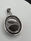 Black Onyx Cabochon 925 Sterling Silver Beaded Texture Pendant HAN THAI 12.6g — photo 4