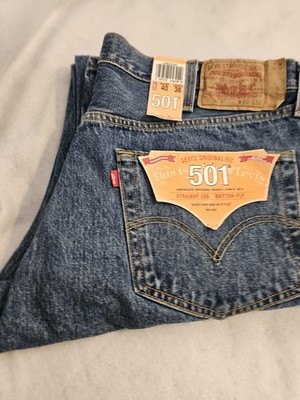 VTG 2008 New Pre Shrunk 501 Mens Blue Button Fly Jeans 40 X 36  Straight leg