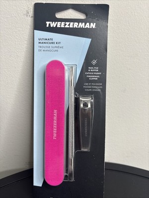 Tweezerman Ultimate Manicure Kit Cuticle Pusher Nail File Buffer Clippers NEW