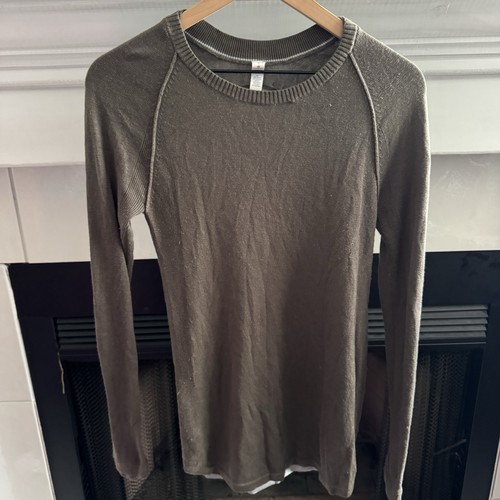 Lululemon Sunshine Coast Cashmere Blend Knit Top Sweater Fatigue Green Size 6