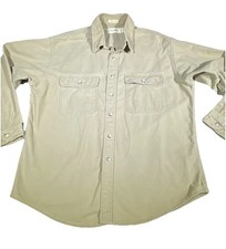 Vintage St Johns Bay Shirt Mens X-Large Beige Chamois Cloth 90s Flannel USA Made