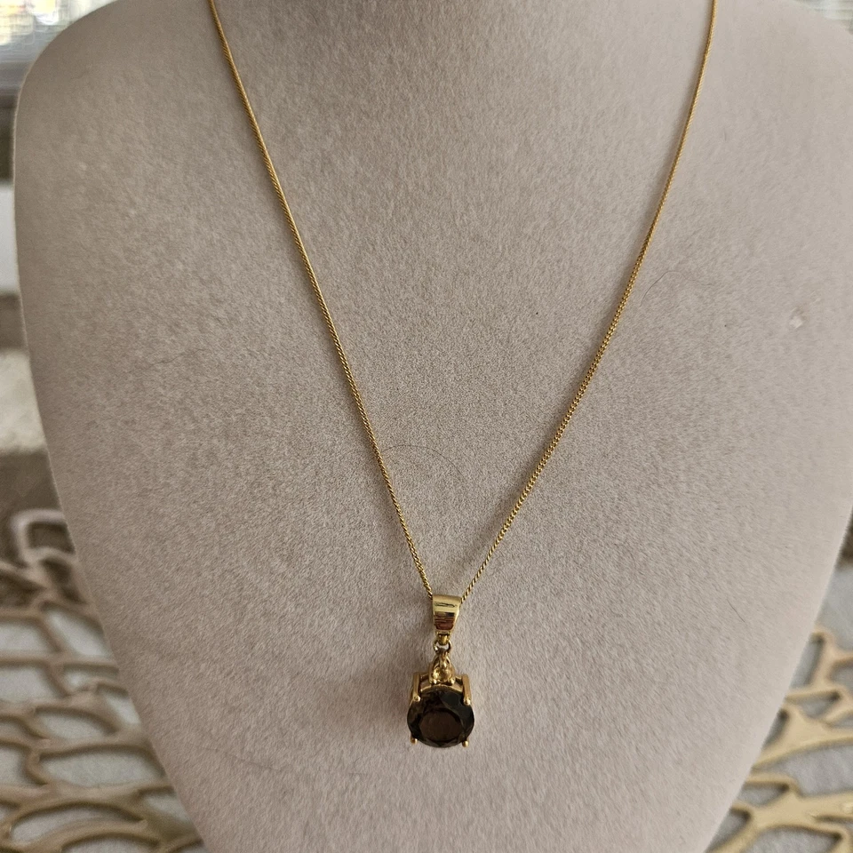 Juego de cuarzo ahumado con acento citrino oro sobre plata 925 Foto 3 de 4