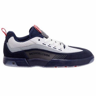 DC Shoes Legacy 98 Slim Mens Skate Shoes, Navy Blue White Leather, Size 8.5
