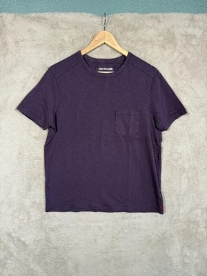 True Religion Shirt Mens Small Purple Pocket Cotton Destroyed Crewneck Tee S
