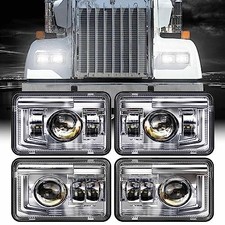 4x6 LED Headlights 4Pcs DOT Hi/Lo Sealed Beam for Kenworth Peterbilt Freightli