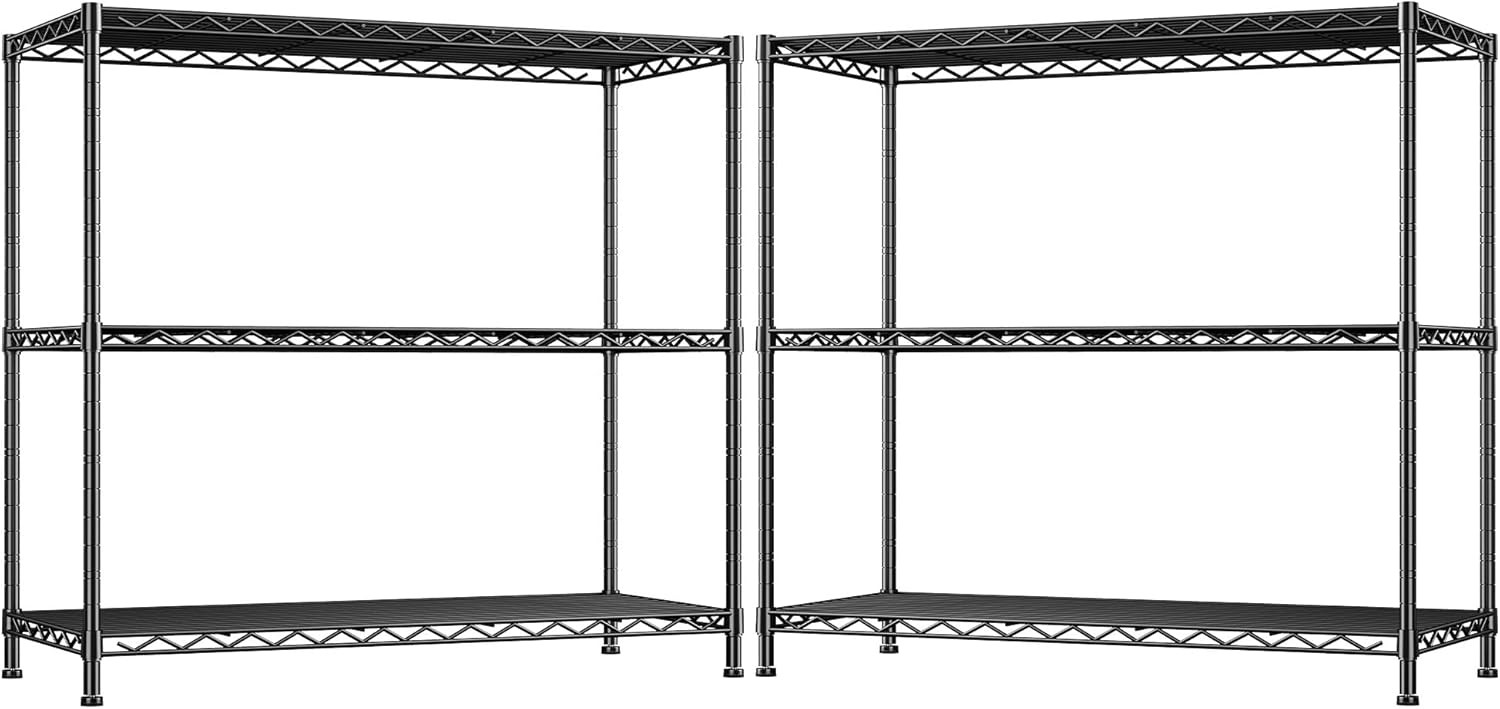 3- Shelf Metal Shelving Unit Adjustable Storage Shelves Heavy Duty Garage