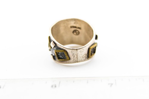 VINTAGE UNIQUE INDIAN SIGNED STERLING BRONZE DESIGNER RING - Picture 3 of 5